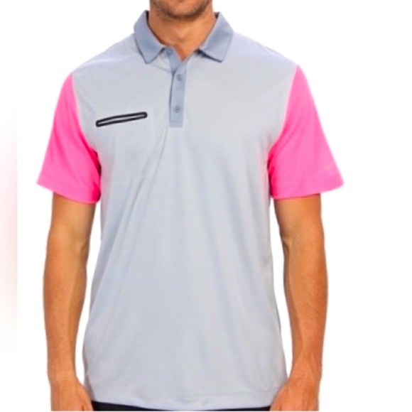 Nike Golf Tour Performance Dri-Fit Pink Gray Athletic Polo Shirt XXL - Picture 1 of 16